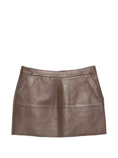 P.a.r.o.s.h Parosh Leather Mini Skirt In Neutral