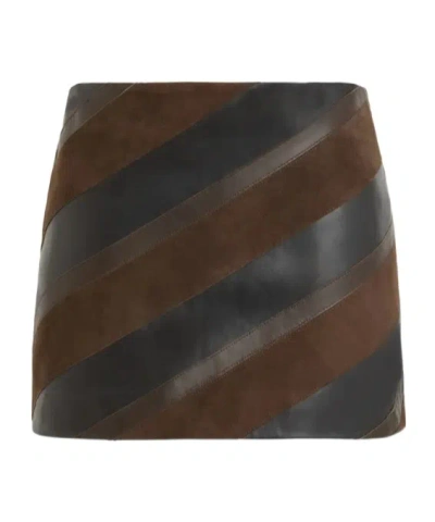 P.a.r.o.s.h Leather Mini Skirt With Inserts In Multi