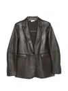 P.a.r.o.s.h Parosh Leather Notched-lapel Blazer In Brown