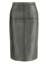 P.a.r.o.s.h P. A.r. O.s. H. Leather Pencil Skirt In Green