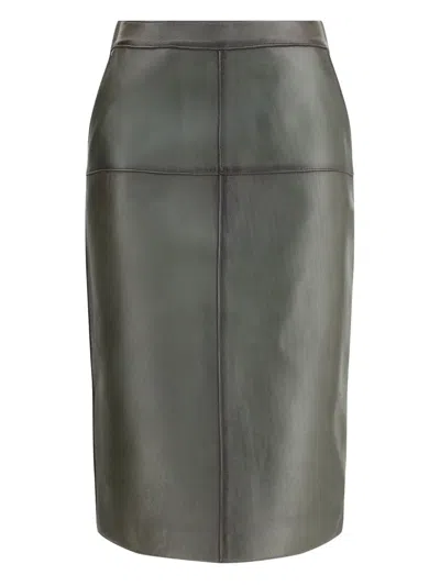 P.A.R.O.S.H LEATHER PANELLED STRAIGHT SKIRT