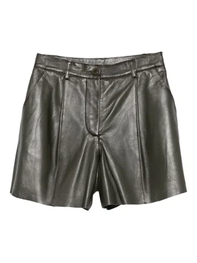 P.a.r.o.s.h Leather Shorts In Gray