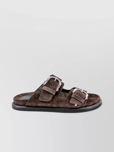 P.a.r.o.s.h Leather Slip-on Open Toe Sandal In Brown