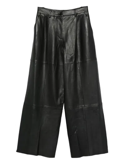 P.a.r.o.s.h Leather Straight-leg Trousers In Black