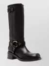 P.a.r.o.s.h Leather Stud Detail Calf-length Block Heel Boots