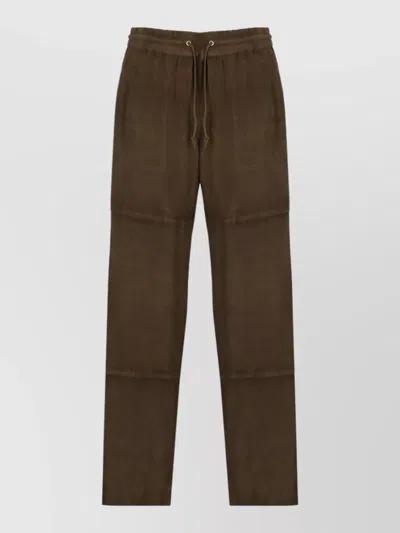 P.a.r.o.s.h Straight Trousers Wide Leg Elastic Waist In Green