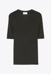 P.a.r.o.s.h Leila Ribbed Knit Wool Top In Black