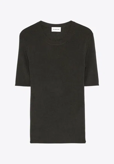 P.a.r.o.s.h Leila Ribbed Knit Wool Top In Black