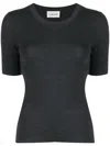 P.a.r.o.s.h . Leila Ribbed-knit Wool Top In Grigio Scuro