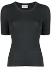 P.a.r.o.s.h . Leila Ribbed-knit Wool Top In Grigio Scuro