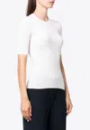 P.a.r.o.s.h Leila Ribbed-knit Wool Top In White