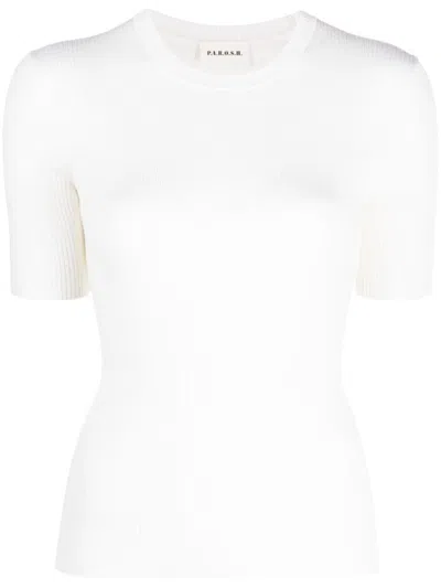 P.a.r.o.s.h . Leila Ribbed-knit Wool Top In White