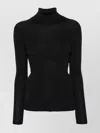 P.a.r.o.s.h Parosh Ribbed Turtleneck Sweater With Elegant Open Back Design In Black