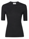 P.a.r.o.s.h Wool Crew Neck Top With Ribbed Texture In Grigio Scuro