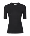 P.a.r.o.s.h Wool Crew Neck Top With Ribbed Texture In Black