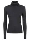 P.a.r.o.s.h Parosh Ribbed Wool Turtleneck Sweater With Split Roll Neck And Modern Slit Detail In Grey