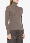 P.a.r.o.s.h Parosh Luxurious Wool Turtleneck Sweater With Ribbed Texture And Elegant Back Detail In Brown