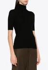 P.a.r.o.s.h Leila Turtleneck Wool Knit Top In Black
