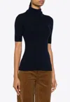 P.a.r.o.s.h Leila Turtleneck Wool Knit Top In Blue