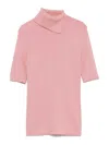 P.a.r.o.s.h Wool Top With Split Roll Neck In Pink