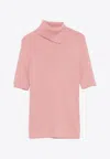 P.a.r.o.s.h Wool Top With Split Roll Neck In Pink