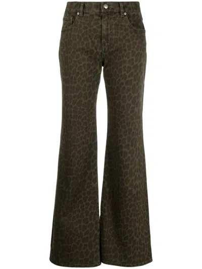 P.a.r.o.s.h Leopard-pattern Flared Trousers In Grün