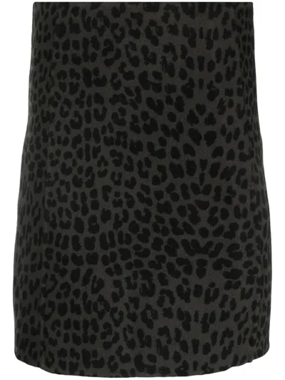 P.a.r.o.s.h Leopard-print A-line Wool Skirt In Green