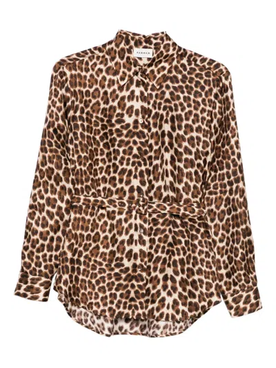 P.a.r.o.s.h Leopard-print Belted Shirt In Neutral