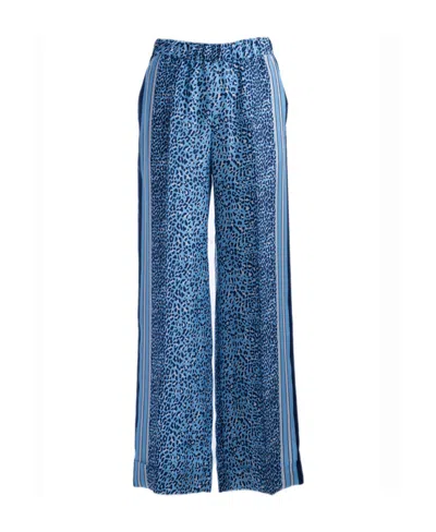 P.a.r.o.s.h Leopard Print Casual Pants In Blue