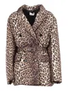 P.a.r.o.s.h Leopard Print Double-breasted Jacket With Belted Waist In Animal Print