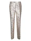 P.a.r.o.s.h Leopard-print Metallic-effect Straight Trousers In Metallic