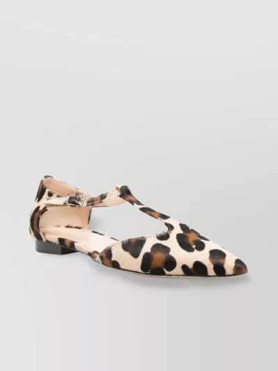 P.A.R.O.S.H LEOPARD PRINT POINTED TOE T-BAR SHOES