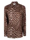 P.a.r.o.s.h . Leopard Print Silk Shirt With Pointed Collar And Overfit Silhouette In Animal Print