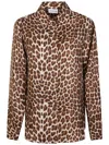 P.a.r.o.s.h . Leopard Print Silk Shirt With Pointed Collar And Overfit Silhouette In Brown