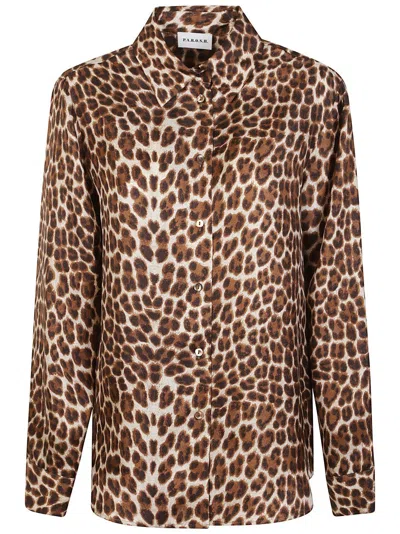 P.A.R.O.S.H LEOPARD PRINT SILK SHIRT WITH POINTED COLLAR AND OVERFIT SILHOUETTE