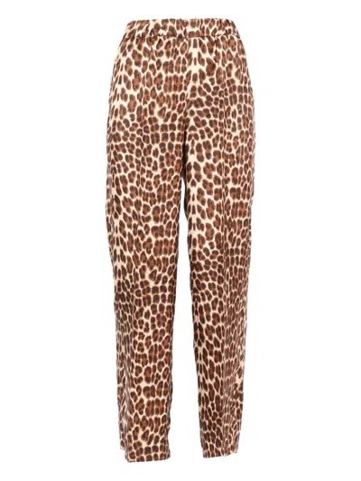 P.a.r.o.s.h Leopard-print Silk Trousers In Brown