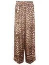 P.a.r.o.s.h . Leopard Print Silk Trousers With Welt Pockets And Flared Fit In Brown