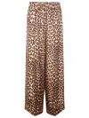P.a.r.o.s.h . Leopard Print Silk Trousers With Welt Pockets And Flared Fit In Brown