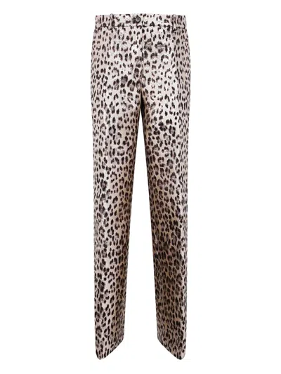 P.a.r.o.s.h Leopard-print Trousers In Brown