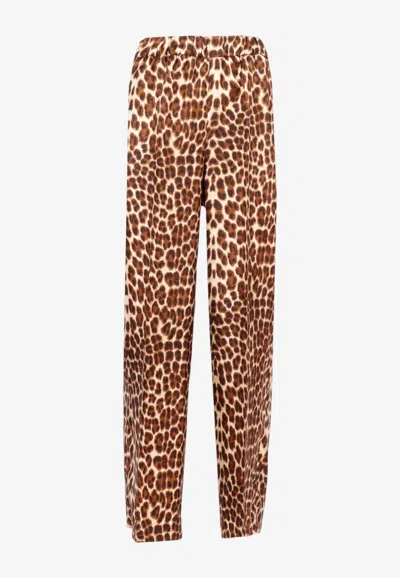 P.a.r.o.s.h Leopard Print Wide-leg Pants In Brown
