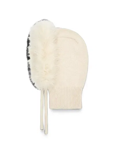 P.a.r.o.s.h Lestat Feather-trim Knitted Balaclava In White