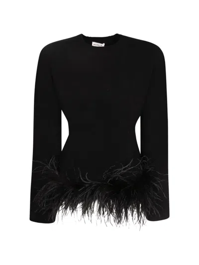 P.a.r.o.s.h Lestat Feather-trim Sweater In Black