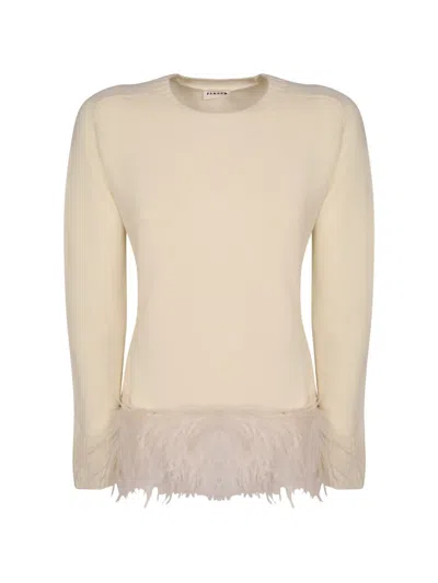 P.a.r.o.s.h Lestat Feather-trim Sweater In Neutral