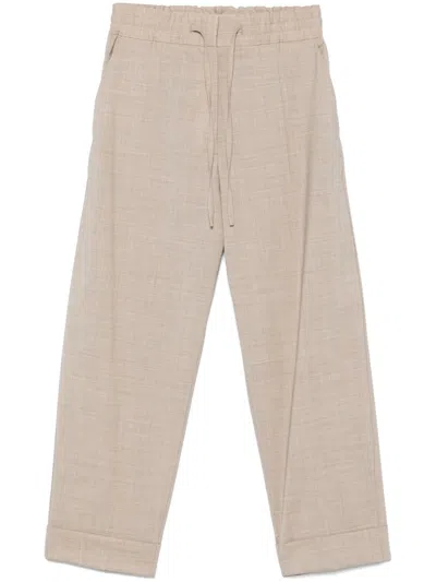 P.a.r.o.s.h Parosh Light Beige Virgin Wool Trousers With Drawstring Waist In Neutral