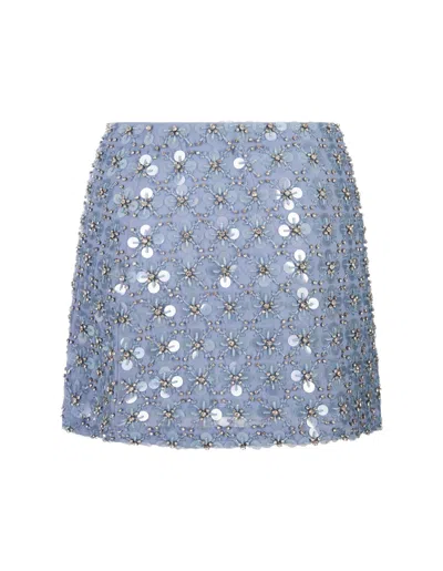P.a.r.o.s.h Light Blue Full Sequins Ginny Mini Skirt