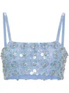 P.a.r.o.s.h Ginny Crystal Embellished Cropped Top In Light Blue