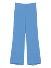 P.a.r.o.s.h High-rise Wide-leg Trousers Elasticated Waist In Blue