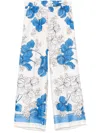 P.a.r.o.s.h Serenella Floral Print Wide-leg Trousers In Light Blue