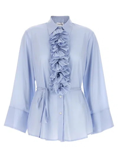 P.A.R.O.S.H LIGHT BLUE SHIRT WITH RUFFLES