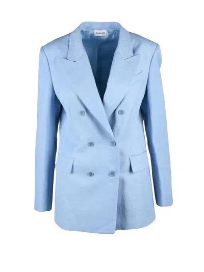 P.a.r.o.s.h Light Blue Viscose Linen Women's Double-breasted Jacket